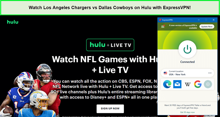  Schauen Sie sich Los Angeles Chargers gegen Dallas Cowboys auf Hulu mit ExpressVPN an. in - Deutschland 