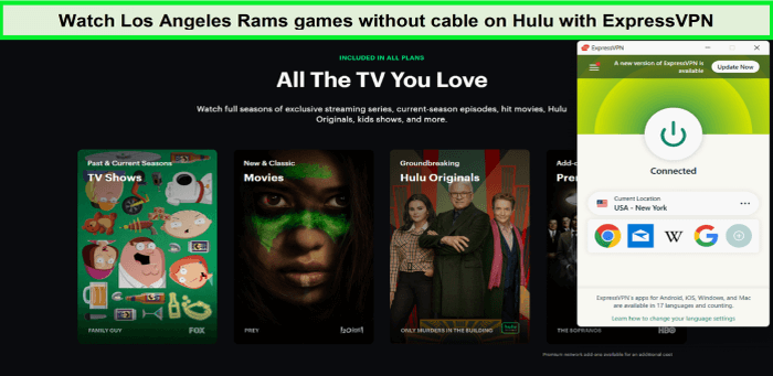 Watch-Los-Angeles-Rams-games-without-cable-on-Hulu-with-ExpressVPN-in-New Zealand 