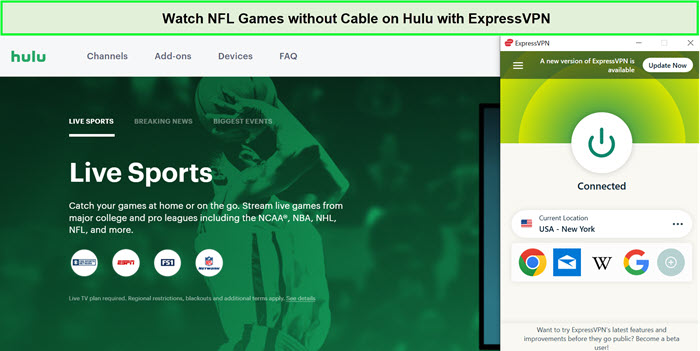  Mira juegos de la NFL sin cable in - Espana En Hulu con ExpressVPN 