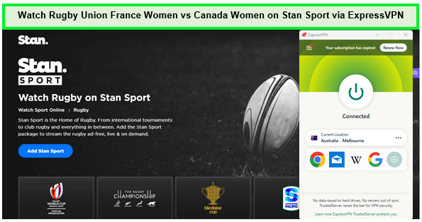  Regardez le rugby à XV féminin France-Canada sur Stan Sport via ExpressVPN. 