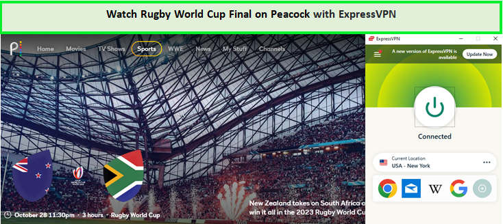  Mira la Final de la Copa Mundial de Rugby in - Espana En Peacock TV con ExpressVPN 
