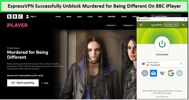  ExpressVPN slaagt erin om Murdered for Being Different op BBC iPlayer te deblokkeren. 