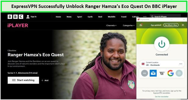  ExpressVPN slaagt erin om Ranger Hamza's Eco Quest op BBC iPlayer te deblokkeren. 