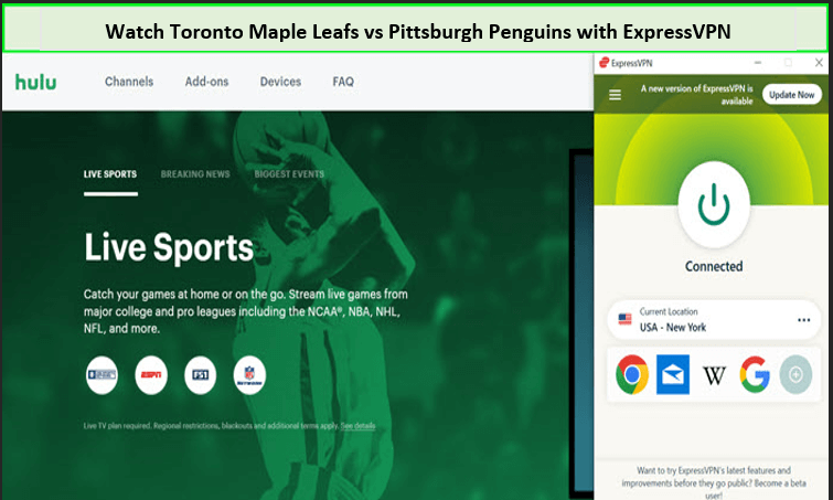 Guarda Toronto Maple Leafs contro Pittsburgh Penguins NHL 2023 in - Italia Su Hulu con ExpressVPN 