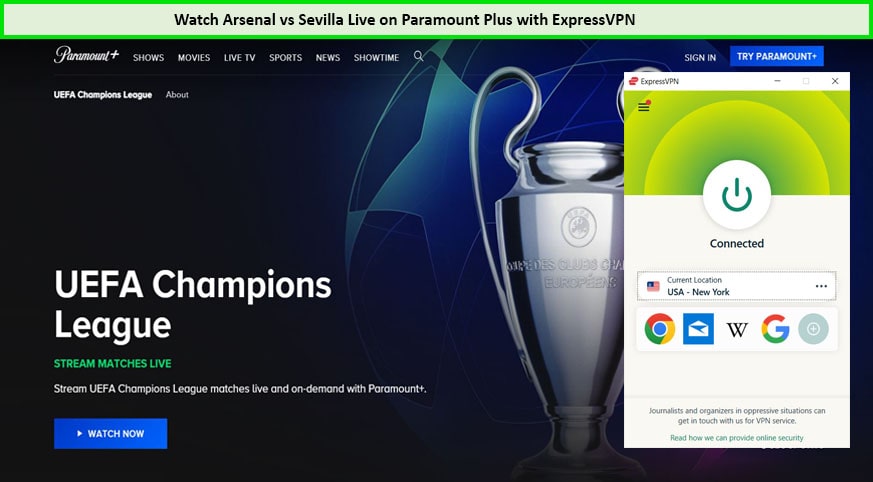 Guarda Arsenal vs Sevilla UEFA Champions League in - Italia Su Paramount Plus con ExpressVPN 