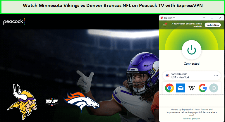  Débloquer Minnesota Vikings contre Denver Broncos NFL in Sur Peacock TV avec ExpressVPN. 