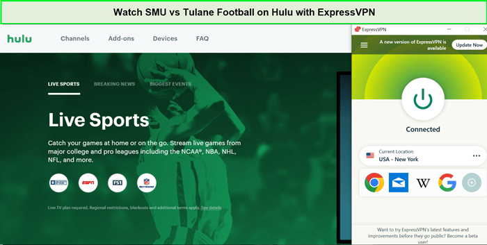 Watch-SMU-vs-Tulane-Football-Outside-USA-on-Hulu-with-ExpressVPN