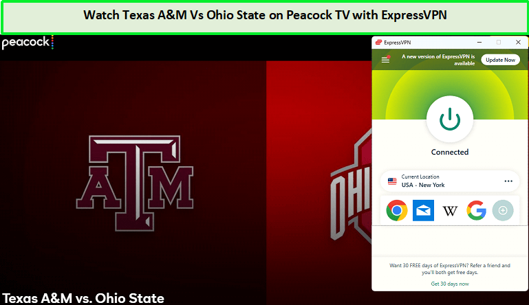 unblock-Texas-A&M-vs-Ohio-State-in-New Zealand on Peacock TV with ExpressVPN
