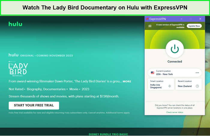  ExpressVPN ontgrendelt Hulu voor de Lady Bird-documentaire. [intent origin='outside' tl='in' parent='us'] - [region variation='2'] 