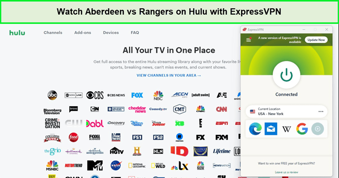  ExpressVPN desbloquea Hulu para Aberdeen vs Rangers. in - Espana 