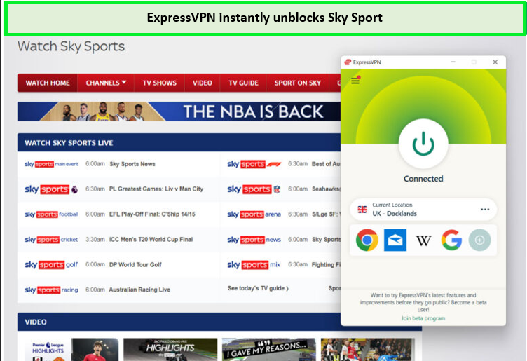  Gebruik ExpressVPN om Sky Sports te bekijken. 