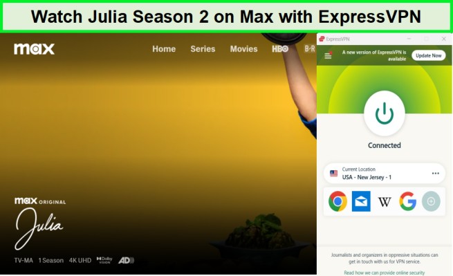  Mira la temporada 2 de Julia en Max. in - Espana Con ExpressVPN, puede desbloquear contenido, navegar de forma segura y proteger su privacidad en línea. Con ExpressVPN, puede desbloquear contenido, navegar de forma segura y proteger su privacidad en línea. 
