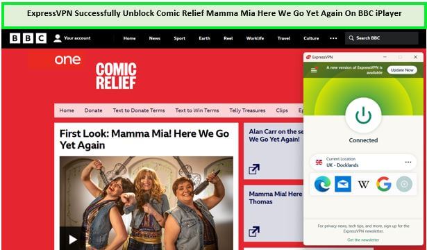  ExpressVPN slaagt erin om Comic Relief Mamma Mia Here We Go Yet Again op BBC iPlayer te deblokkeren. in - Nederland 