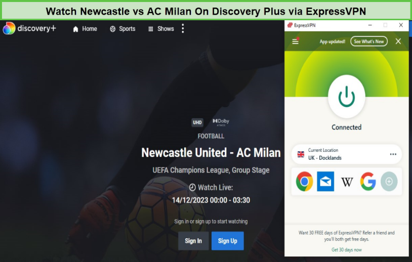 Guarda Newcastle vs AC Milan in - Italia Su Discovery Plus con ExpressVPN 