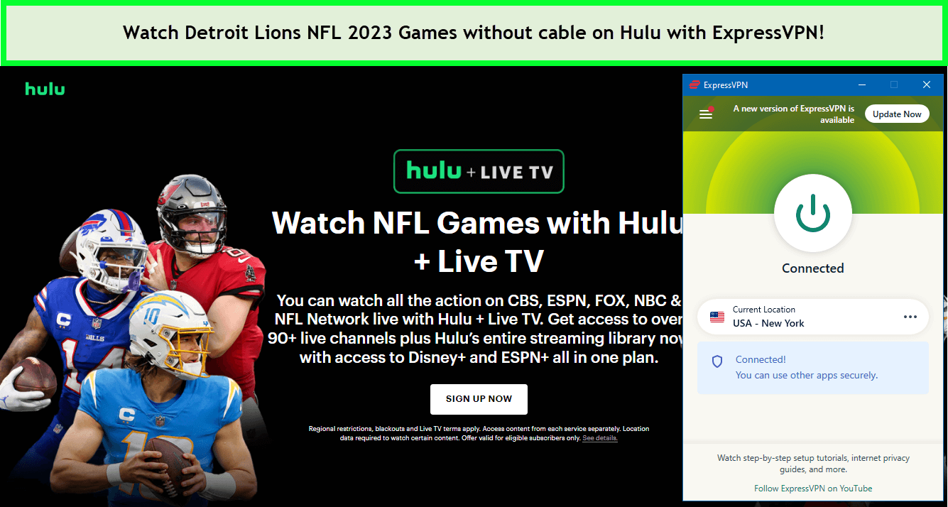  Mira los juegos de los Detroit Lions de la NFL 2023 sin cable. in - Espana En Hulu con ExpressVPN 