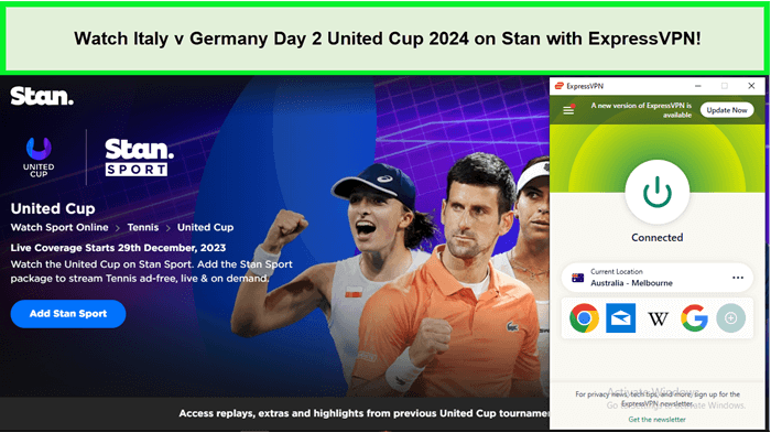 Watch Italy v Germany Day 2 United Cup 2024 in-Germany-on Stan with ExpressVPN!