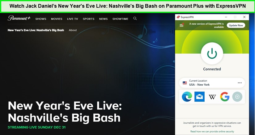  Mira Jack Daniel New Year Eve Live Nashville Big Bash en Paramount Plus con ExpressVPN  -  