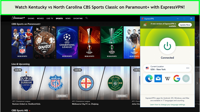Guarda Kentucky vs North Carolina CBS Sports Classic su Paramount in - Italia Con ExpressVPN, puoi navigare in modo sicuro e anonimo su Internet. ExpressVPN offre una connessione veloce e affidabile, con server in tutto il mondo. 
