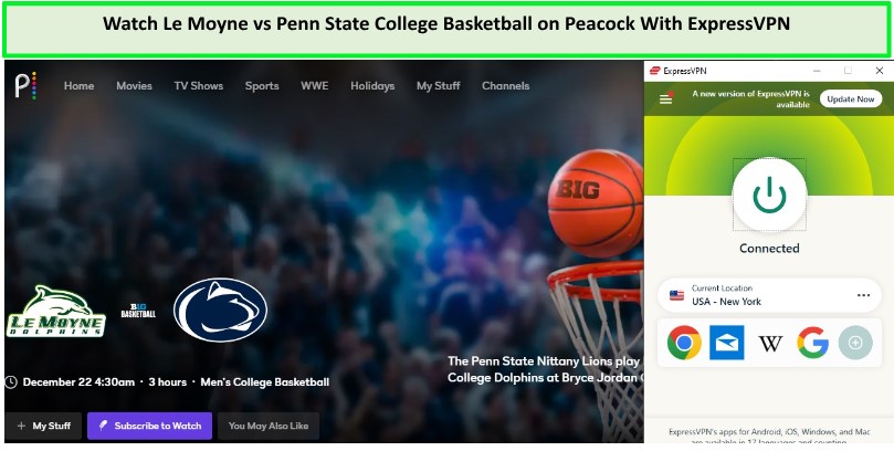  Regardez Le Moyne contre Penn State Basketball Collégial in - France Sur un paon avec ExpressVPN 