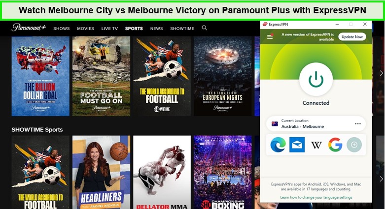  Mira Melbourne City vs Melbourne Victory en Paramount Plus con ExpressVPN  -  