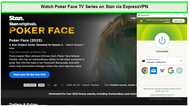 Guarda la serie TV Poker Face in - Italia Su-Stan-attraverso-ExpressVPN 