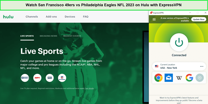 Guarda San Francisco 49ers contro Philadelphia Eagles NFL 2023 in - Italia Su Hulu con ExpressVPN 