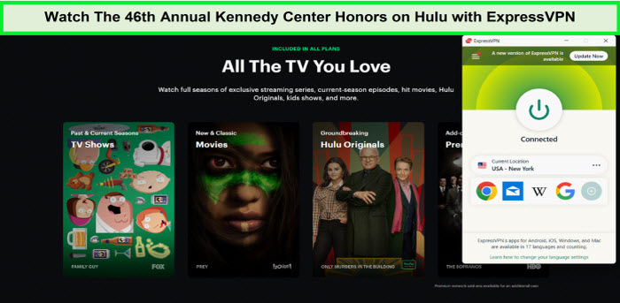  Regardez les 46e Honneurs annuels du Kennedy Center sur Hulu avec ExpressVPN. in - France 