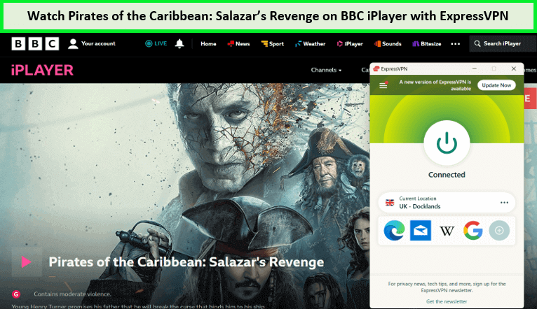 ExpressVPN sblocca Pirati dei Caraibi - La Vendetta di Salazar su BBC iPlayer. 