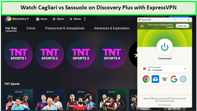 Watch Cagliari vs Sassuolo in-France- on-Discovery-Plus