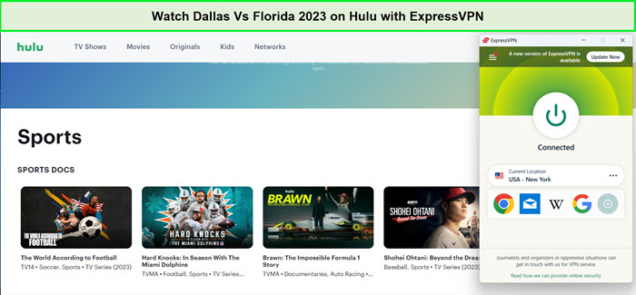 Guarda Dallas vs Florida 2023 su Hulu con ExpressVPN   