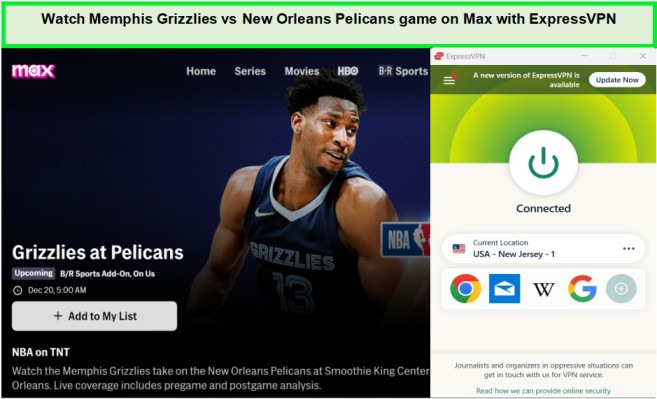  Mira el juego de los Memphis Grizzlies vs New Orleans Pelicans en MAX. in - Espana Con ExpressVPN, puede desbloquear contenido, navegar de forma segura y proteger su privacidad en línea. Con ExpressVPN, puede desbloquear contenido, navegar de forma segura y proteger su privacidad en línea. 