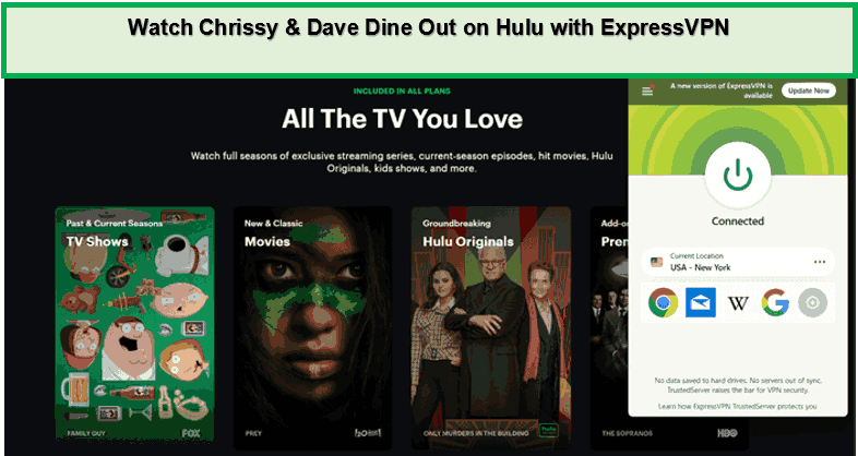  ver a Chrissy y Dave cenar en Hulu. in - Espana -con ExpressVPN -con ExpressVPN 
