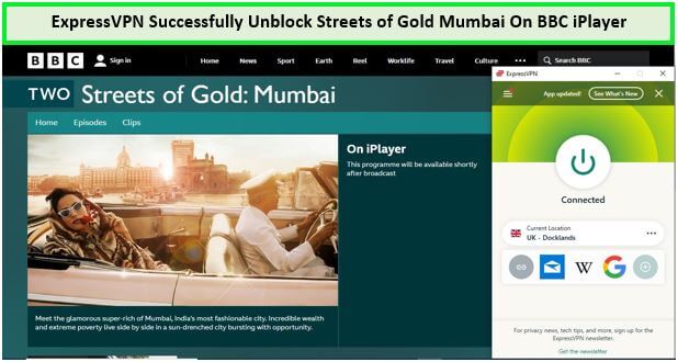  ExpressVPN a réussi à débloquer avec succès les rues d'or de Mumbai sur BBC iPlayer. 