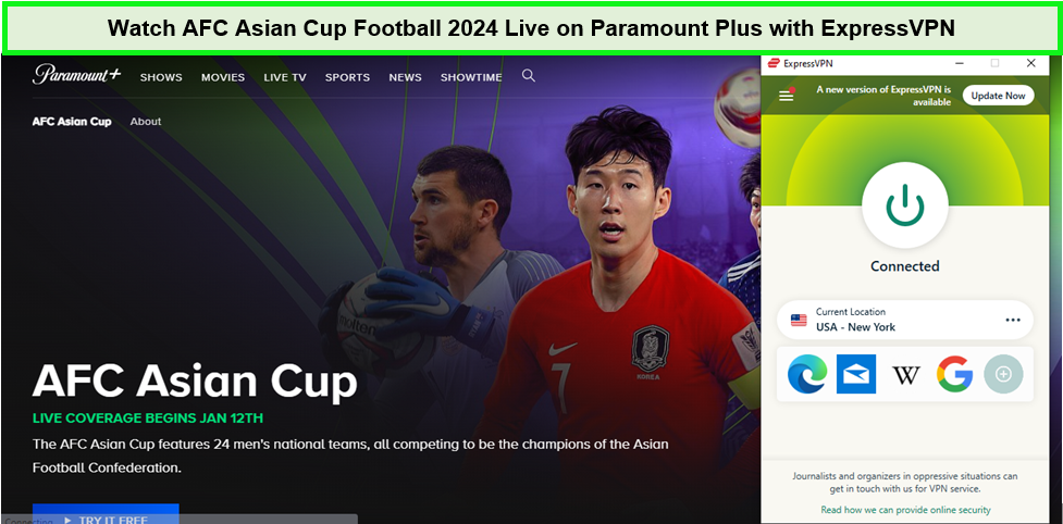  Mira la Copa Asiática de Fútbol 2024 en vivo en Paramount Plus con ExpressVPN.  -  