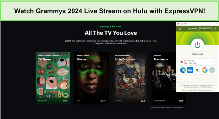 Guarda i Grammy del 2024 in diretta streaming. in - Italia -con ExpressVPN-su Hulu -con ExpressVPN su Hulu 