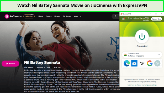 Watch-Nil-Battey-Sannata-Movie-outside-India-on-JioCinema-with-ExpressVPN