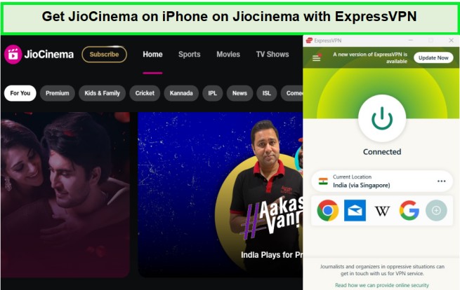  Ottieni JioCinema su iPhone in-Italia su-on-jiocinema-con-expressvpn 