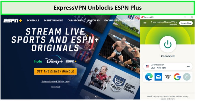  ExpressVPN deblokkeert ESPN Plus. 