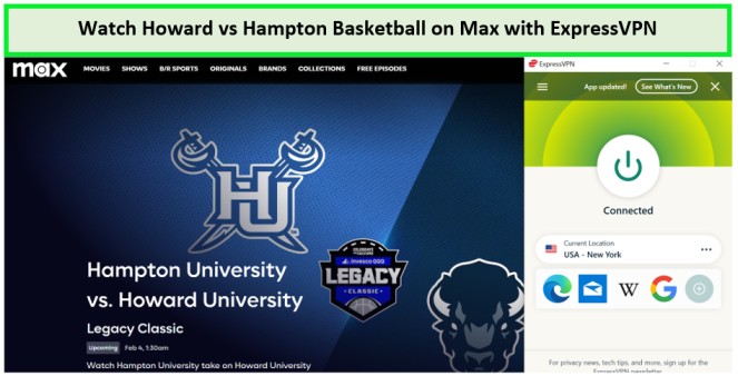  Ver-Howard-vs-Hampton-Baloncesto- in - Espana -en-Max-con-ExpressVPN. 