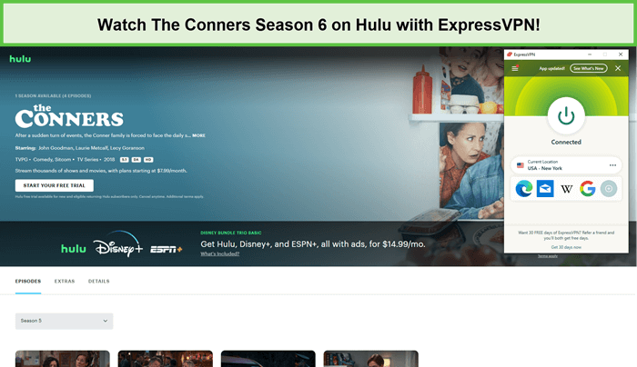 Watch-The-Conners-Season-6-outside-USA-on-Hulu-wiith-ExpressVPN