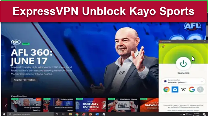 expressvpn-unblock-kayo-sports-in-USA-to-watch-wpl-2024
